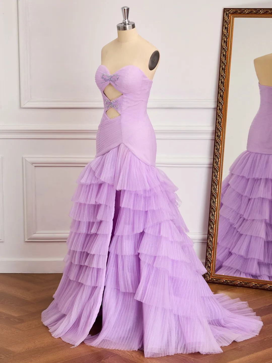 Tiered Mermaid Sweetheart Strapless Zip Back Long Prom Gown