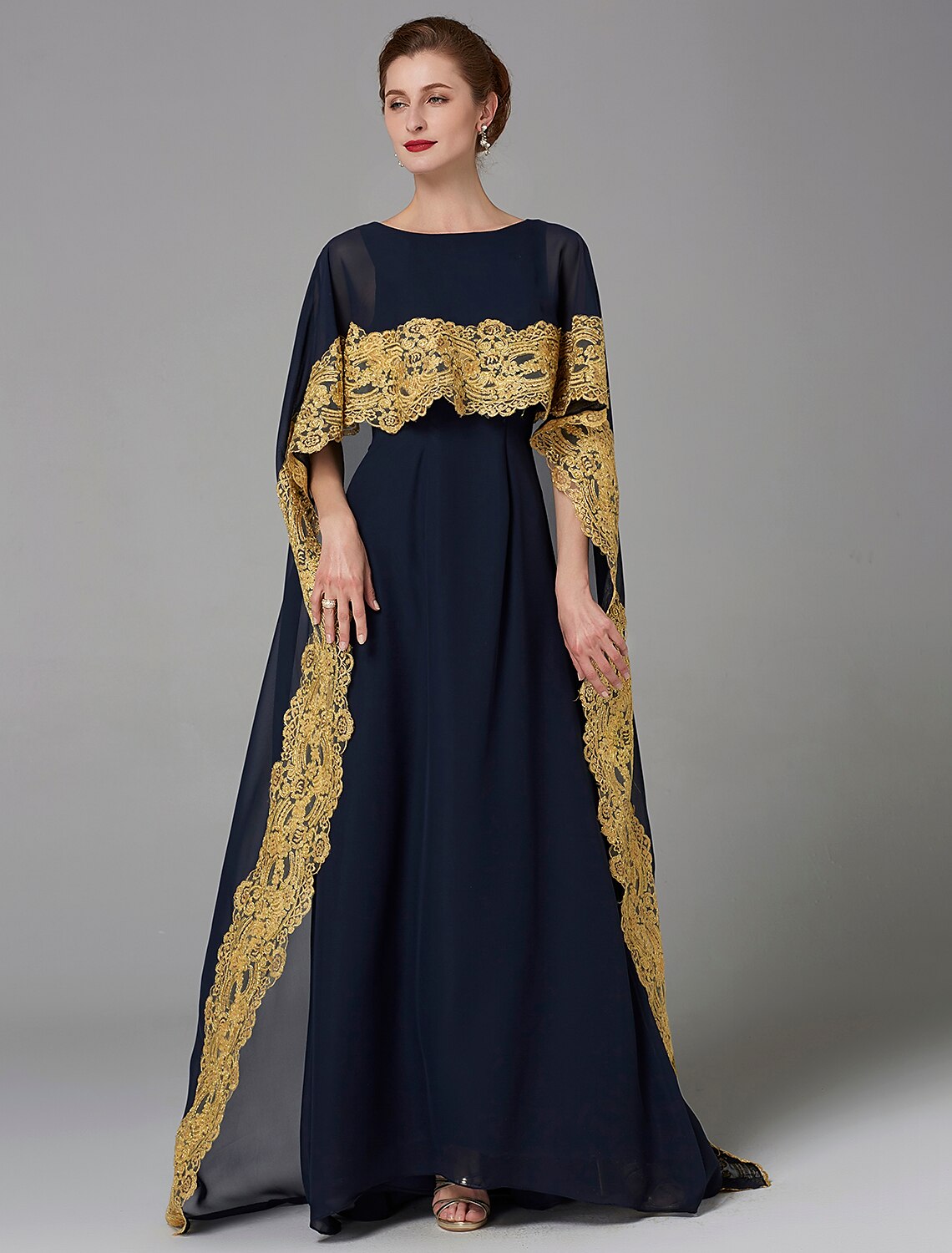 Abito da sposa a trapezio, elegante, in chiffon, con scollo a barchetta, senza maniche, in pizzo, taglie forti