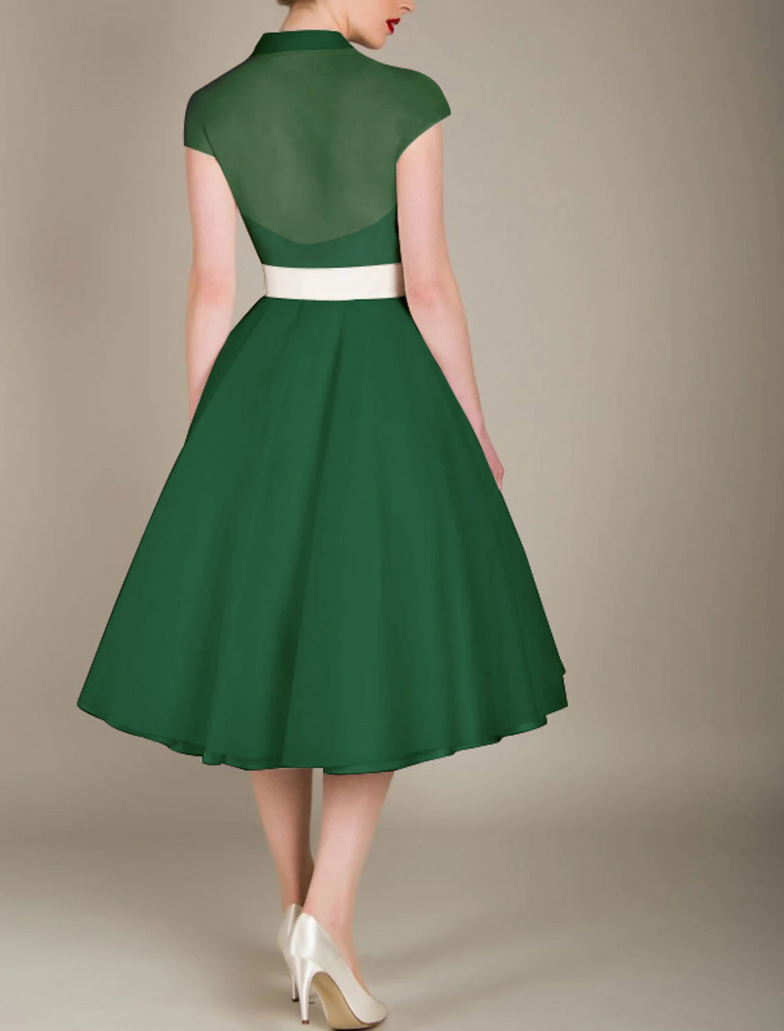 Abiti da cocktail a trapezio, stile anni '50, abiti da cocktail per laurea, lunghezza al ginocchio, senza maniche, scollo a V, in tulle con fascia/nastro, stile Mercoledì Addams Family