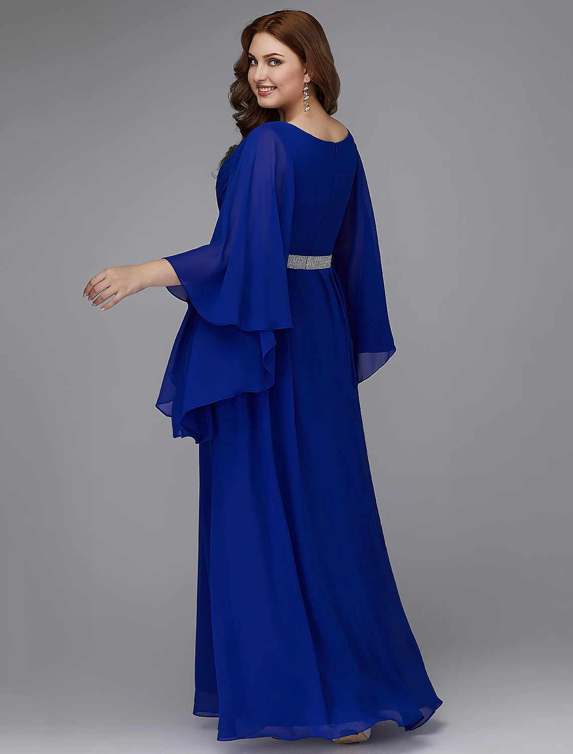 Royal Blue Chiffon A-Line V-Neck Floor-Length Bridesmaid Dress