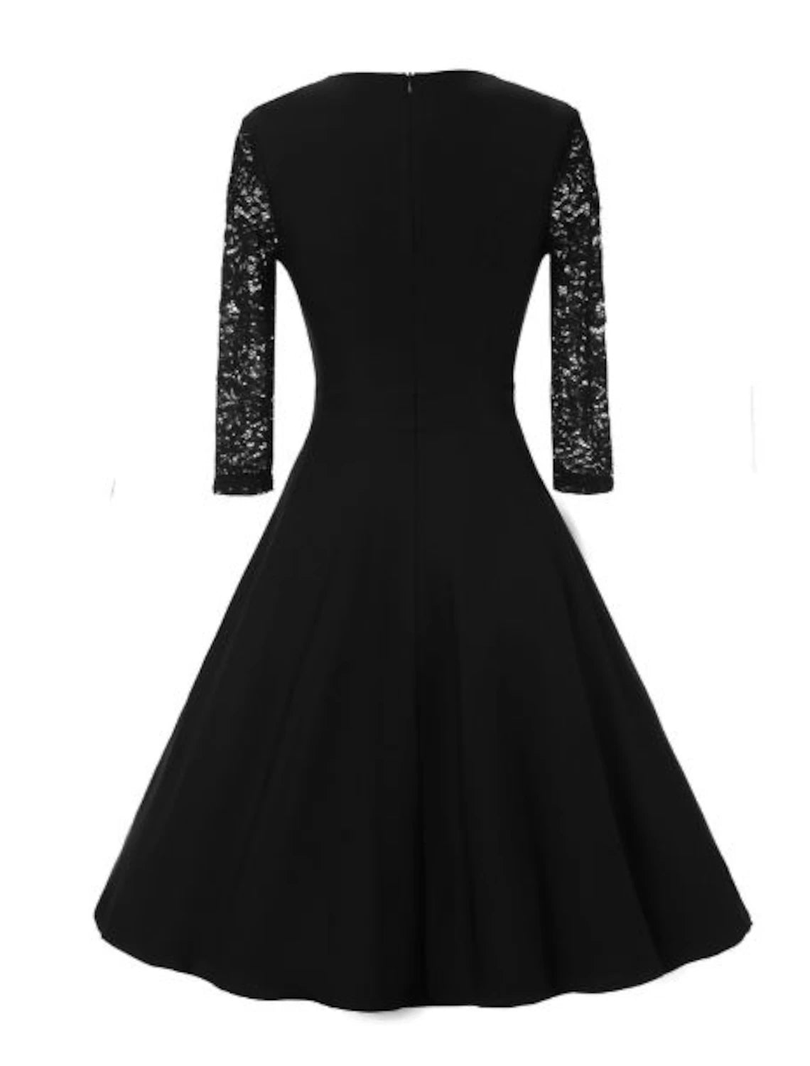 Vestidos de cóctel de corte A, elegantes vestidos de fiesta, vestidos de cóctel hasta la rodilla, mangas 3/4, cuello joya, para invitados de boda de otoño, de algodón con volantes