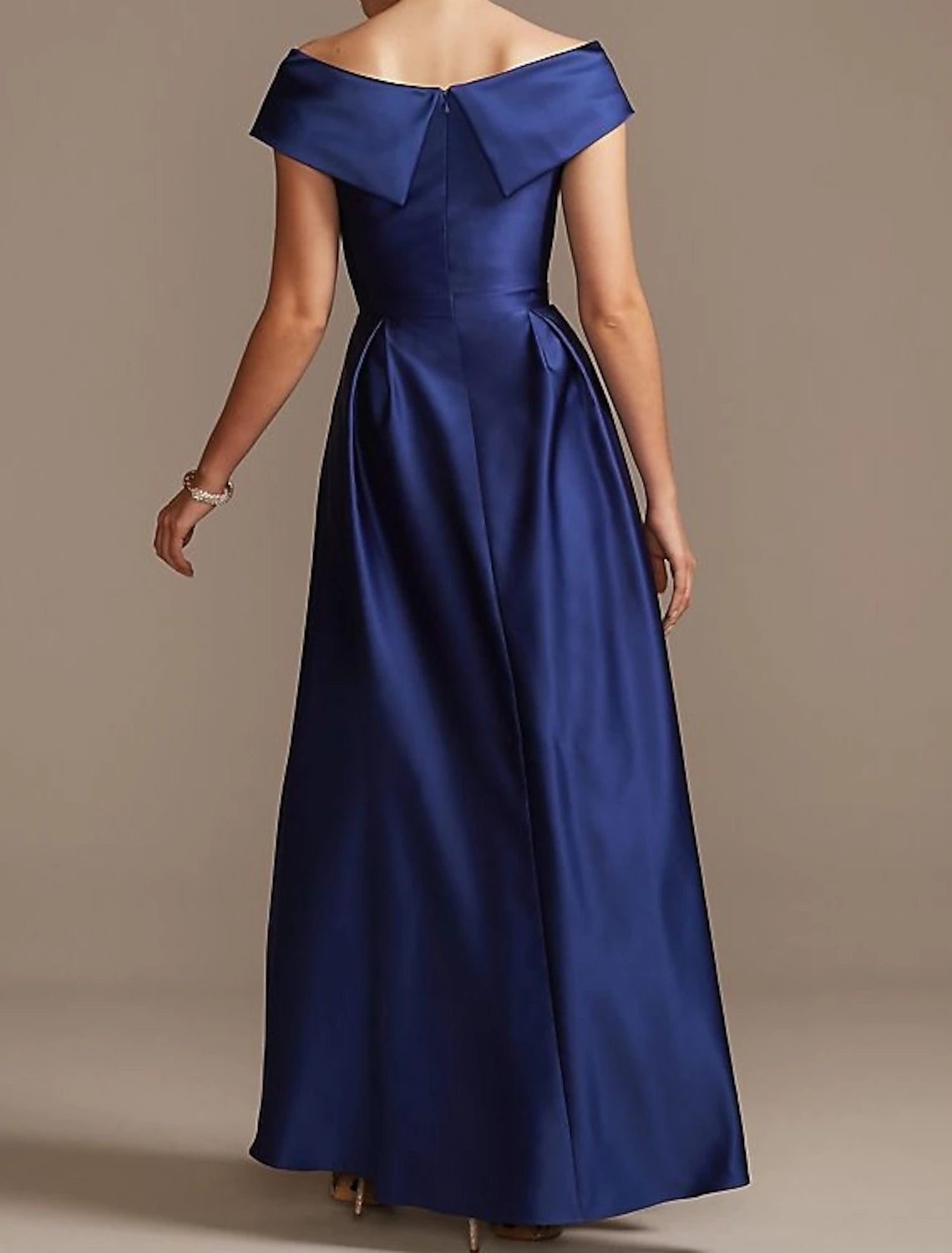 Royal Blue Satin Off-the-Shoulder A-Line High-Low Dress