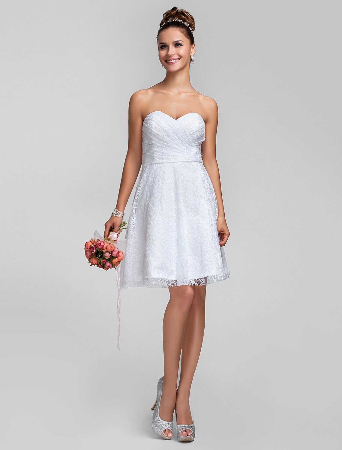 Princess / A-Line Bridesmaid Dress Sweetheart Sleeveless Knee Length Lace with Lace / Sash / Ribbon / Criss Cross