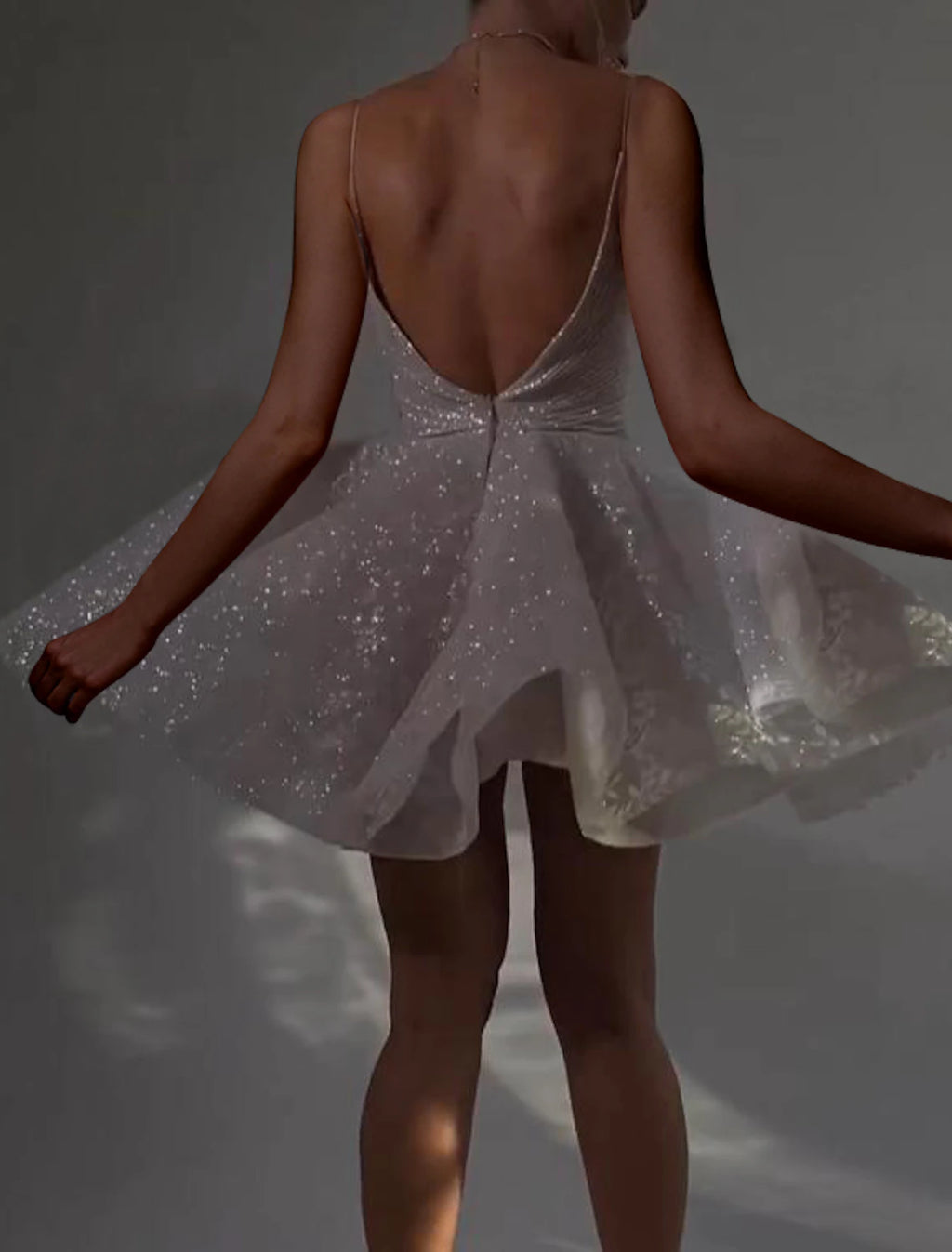 Silver Glitter Sweetheart A-Line Short Dress