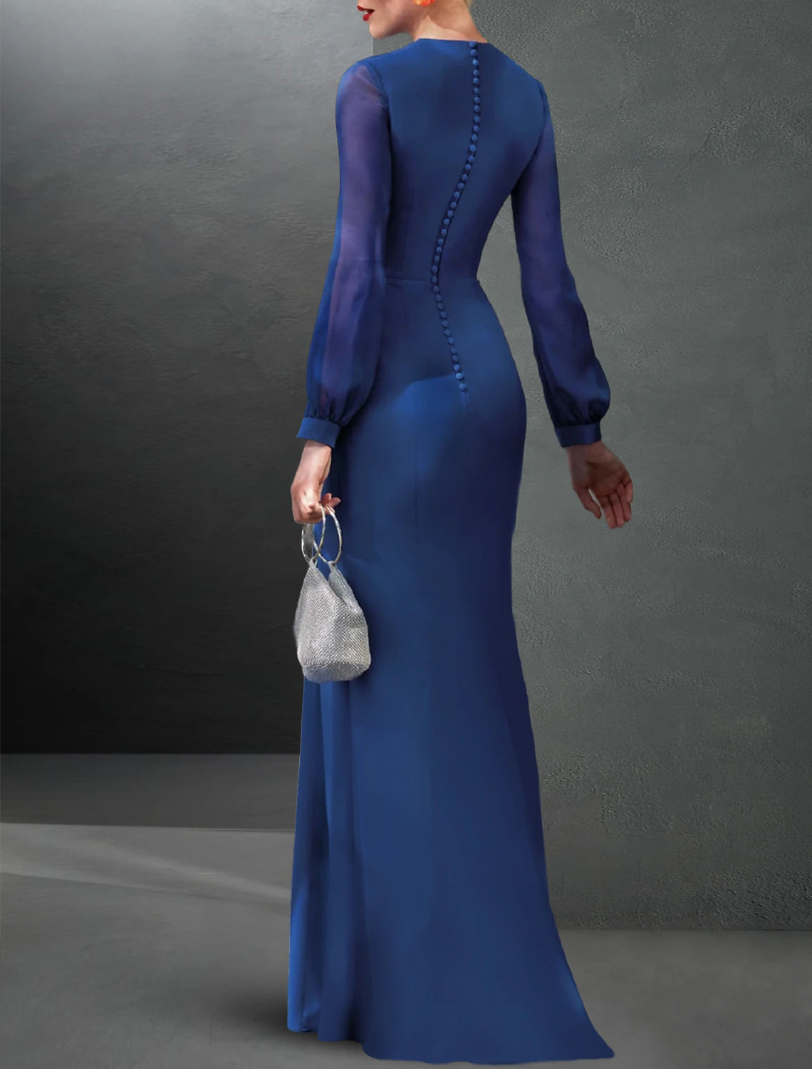 Green Chiffon Sheath/column Floor-Length Keyhole Neck Dress