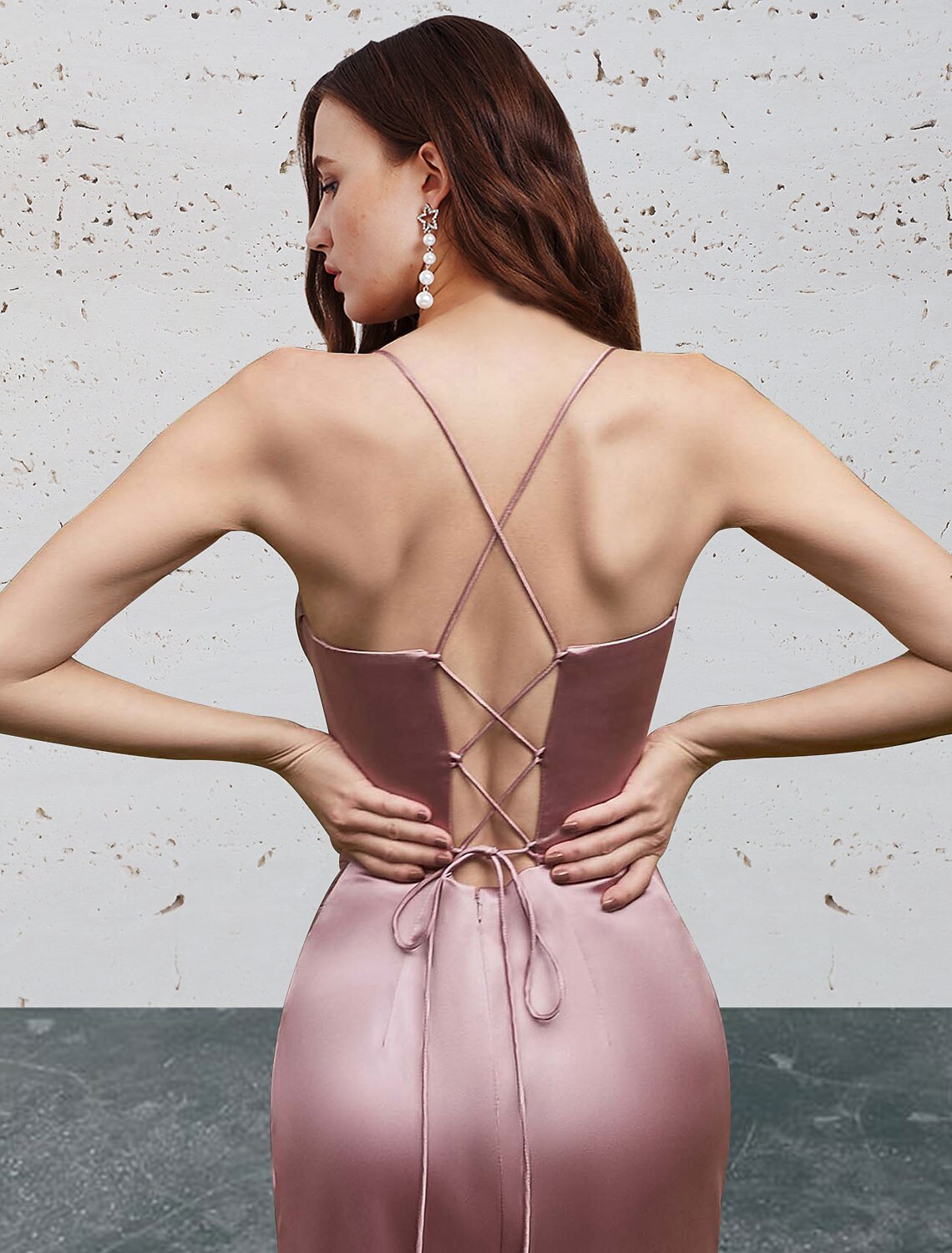 Blushing Pink Satin Sweetheart Sheath Floor-Length Evening Dress