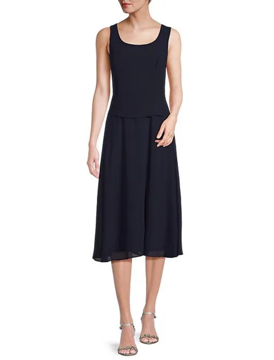 Abito da cerimonia per la madre della sposa, a trapezio, elegante, in chiffon, con scollo a barchetta, lunghezza tè, maniche a 3/4, con pieghe e spilla di cristallo