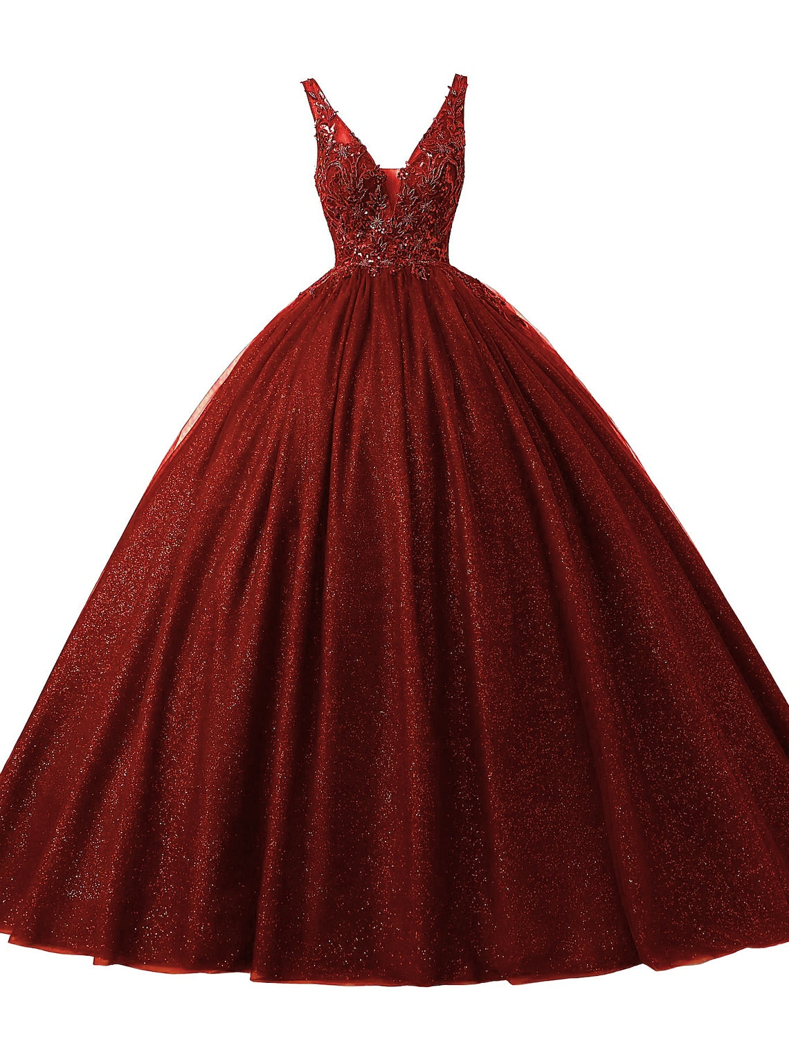 Emerald Glitter Ball Gown Floor-Length Evening Dress with Sequin Bodice