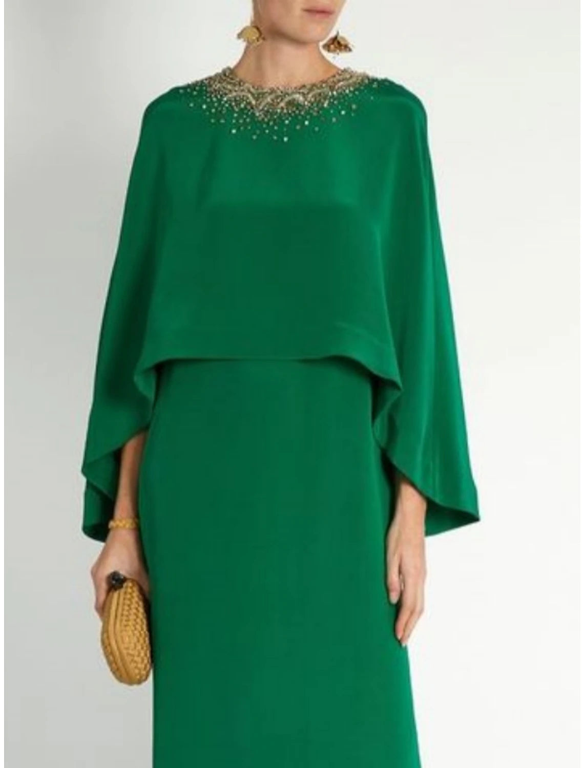 Sheath / Column Mother of the Bride Dress Formal Elegant Party Jewel Neck Ankle Length  Chiffon Long Sleeve with Sequin Split Front