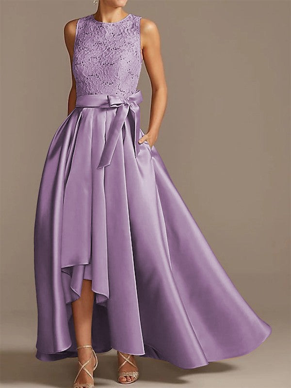 Cinturón de satén de princesa en forma de A, aplique de cinta, bajo, redondo, sin mangas, asimétrico, para vestidos de novia y madre de la novia.