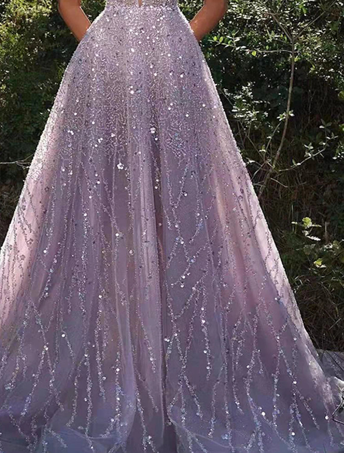 Abiti da ballo a trapezio, scintillanti e brillanti, abiti da cerimonia, lunghi fino al pavimento, senza maniche, scollo a V, schiena scoperta con paillettes