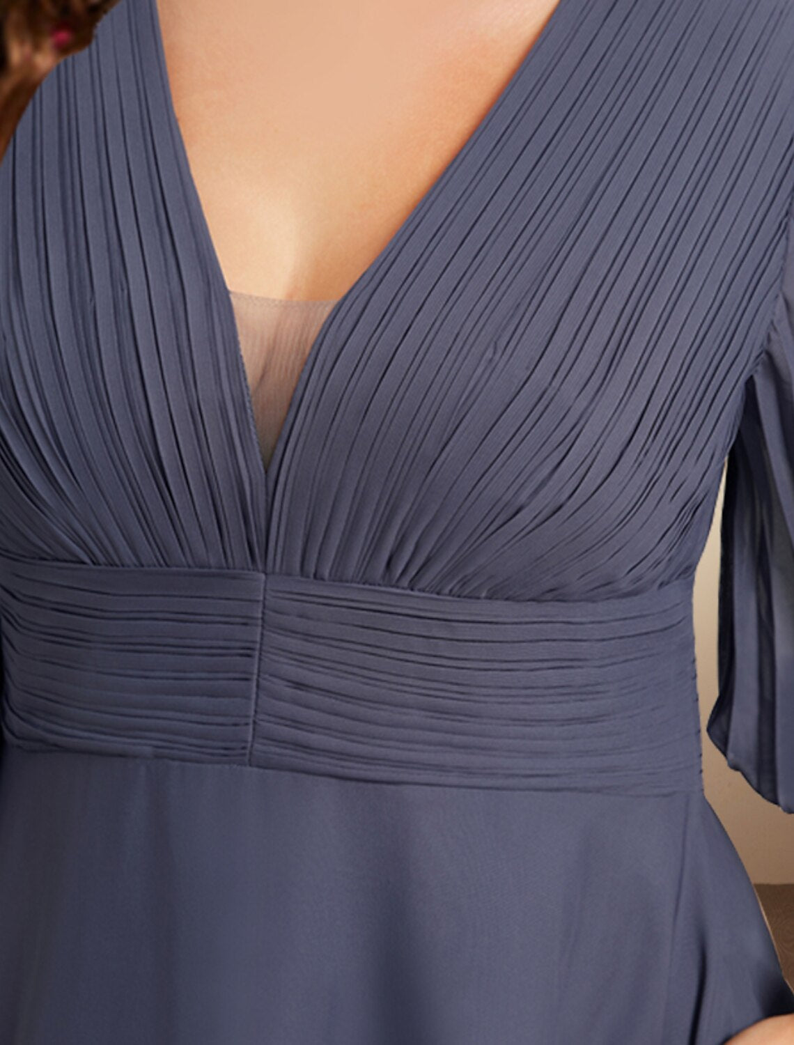 Abiti da sposa a trapezio per la madre della sposa, taglie forti, eleganti, con curve addominali nascoste, lunghezza tè, maniche corte, scollo a V, in chiffon con pieghe, arricciati, autunno