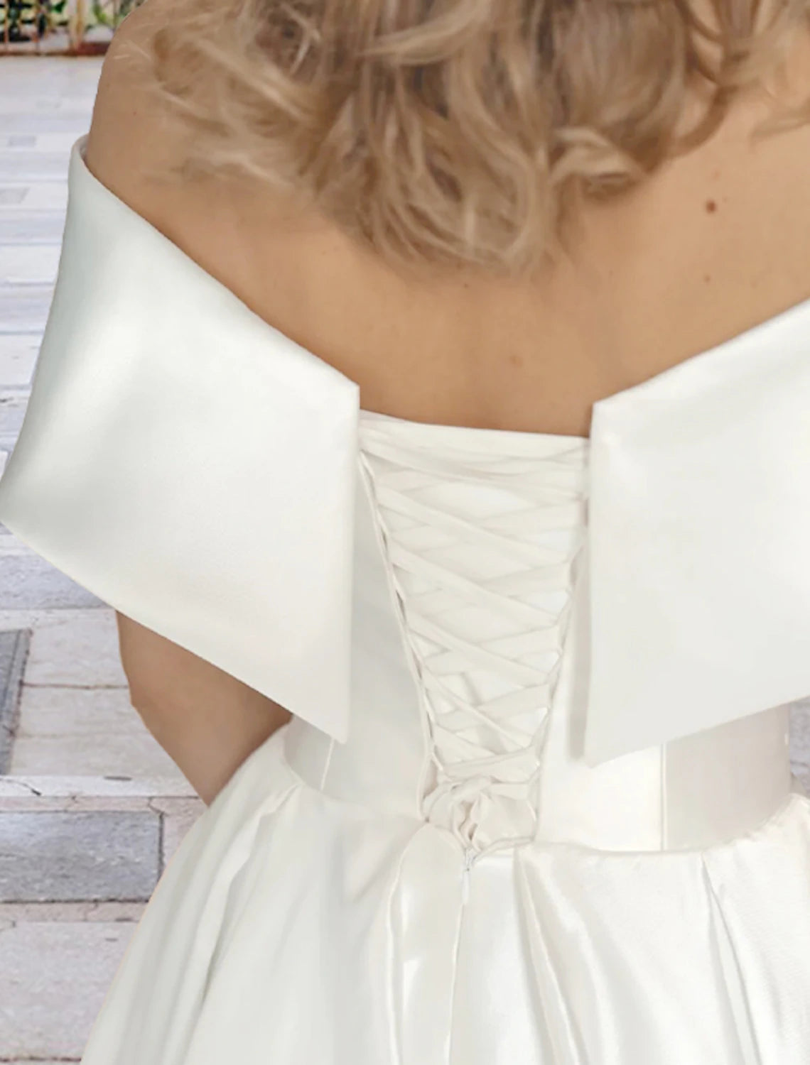 Vestidos de novia de recepción, vestidos de novia sencillos, vestido de baile, hombros descubiertos, manga corta, largo hasta la rodilla, vestidos de novia de encaje con pliegues y apliques, fiesta de bodas de verano