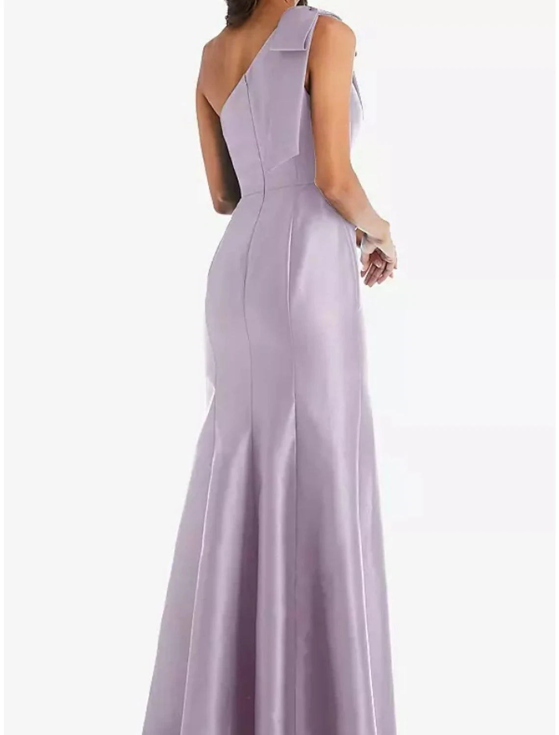 Lavender One Shoulder Satin Sheath/column Floor-Length Bridesmaid Dress