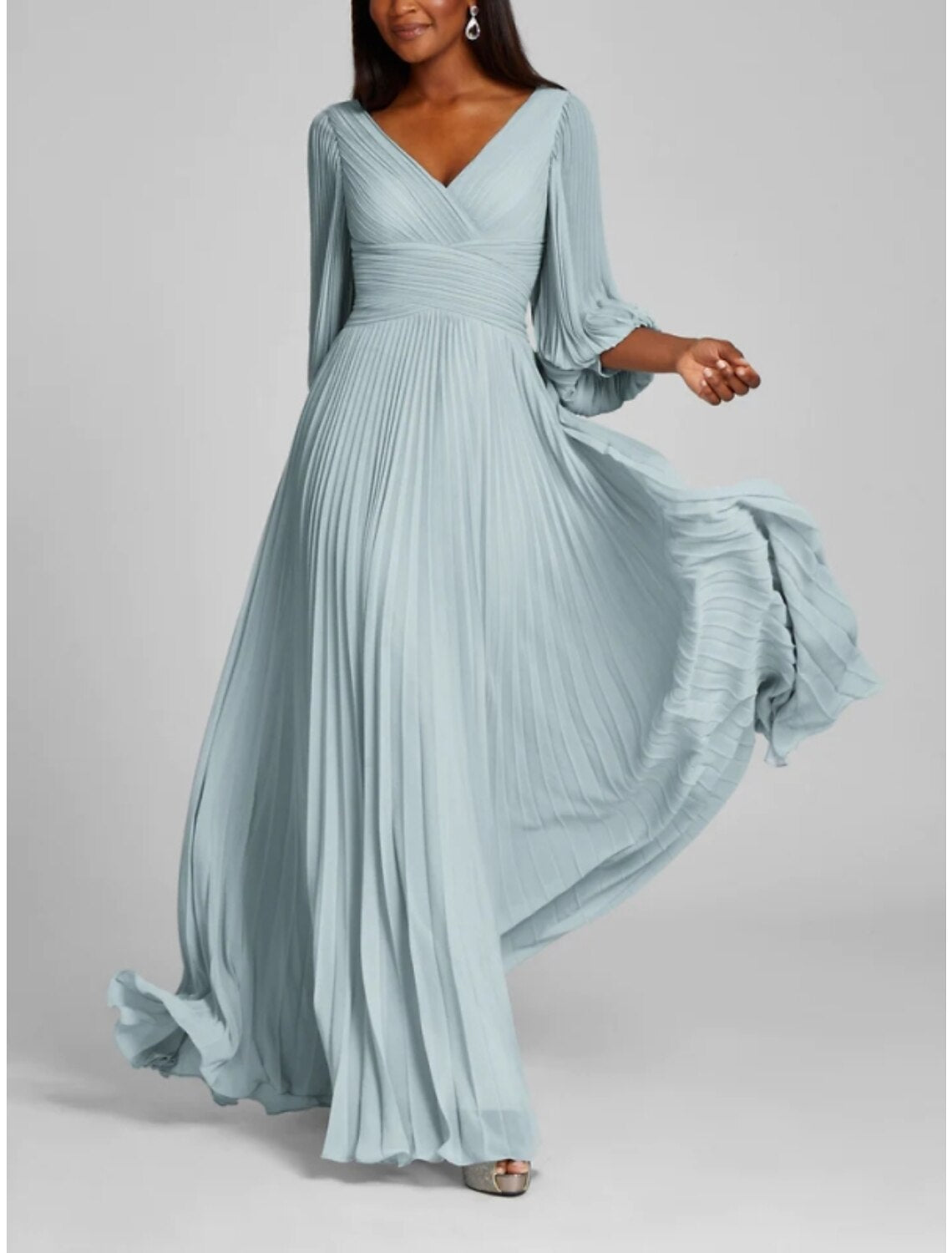 Pink Chiffon A-Line Off-the-Shoulder Floor-Length Evening Dress