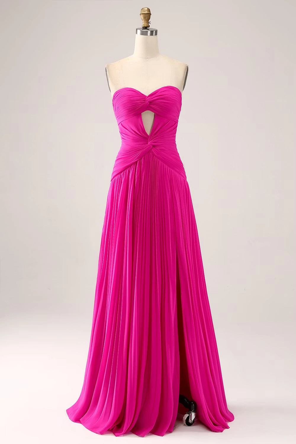 Magenta Chiffon A-Line Sweetheart Zipper Back Floor Length Dress Front View - Jimiss