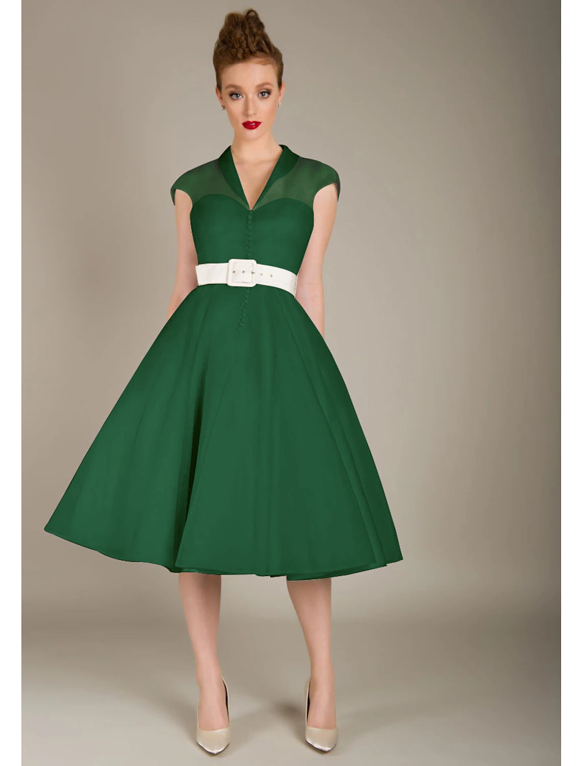 Abiti da cocktail a trapezio, stile anni '50, abiti da cocktail per laurea, lunghezza al ginocchio, senza maniche, scollo a V, in tulle con fascia/nastro, stile Mercoledì Addams Family