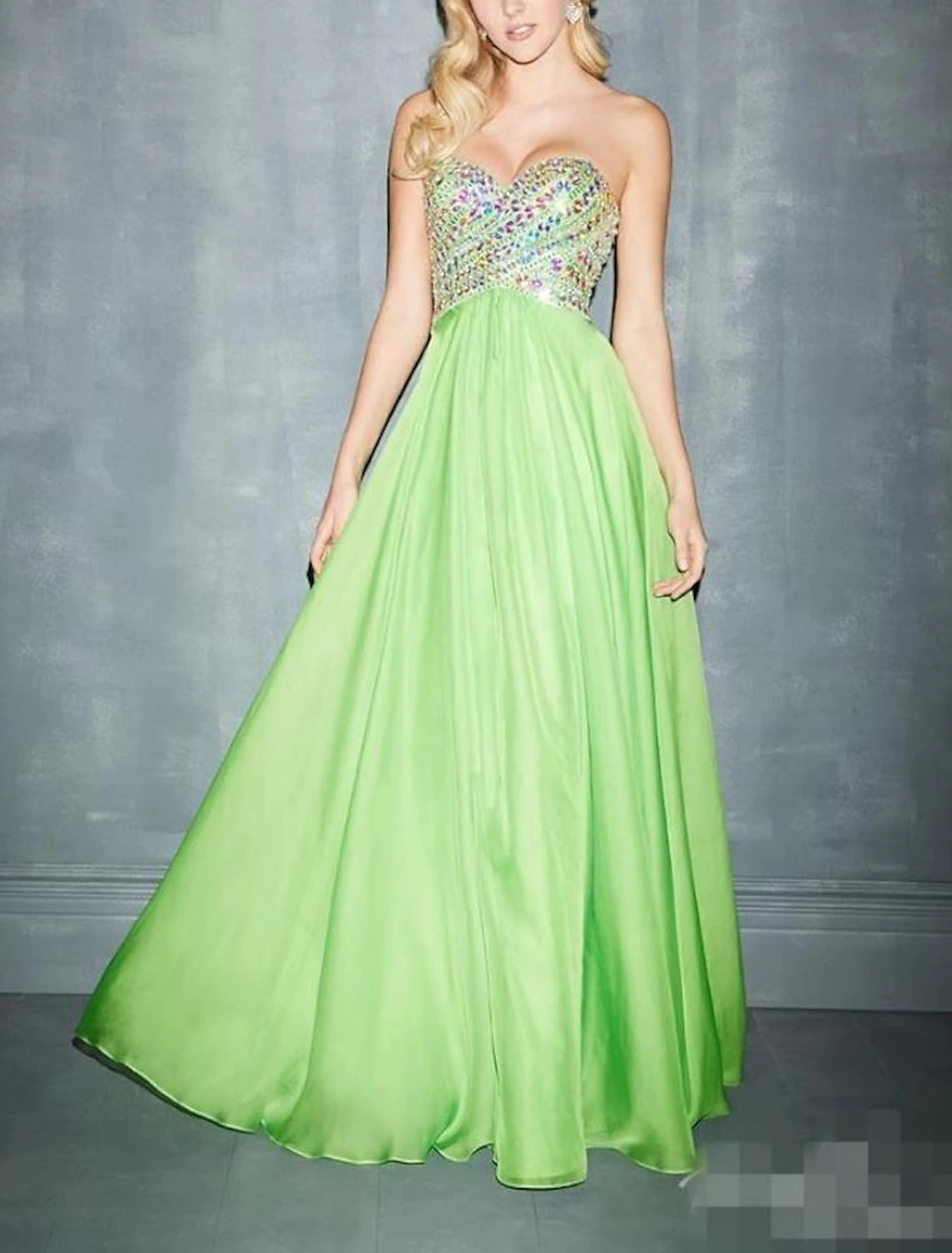 Lavender Embellished Sweetheart Chiffon A-Line Floor-Length Evening Dress