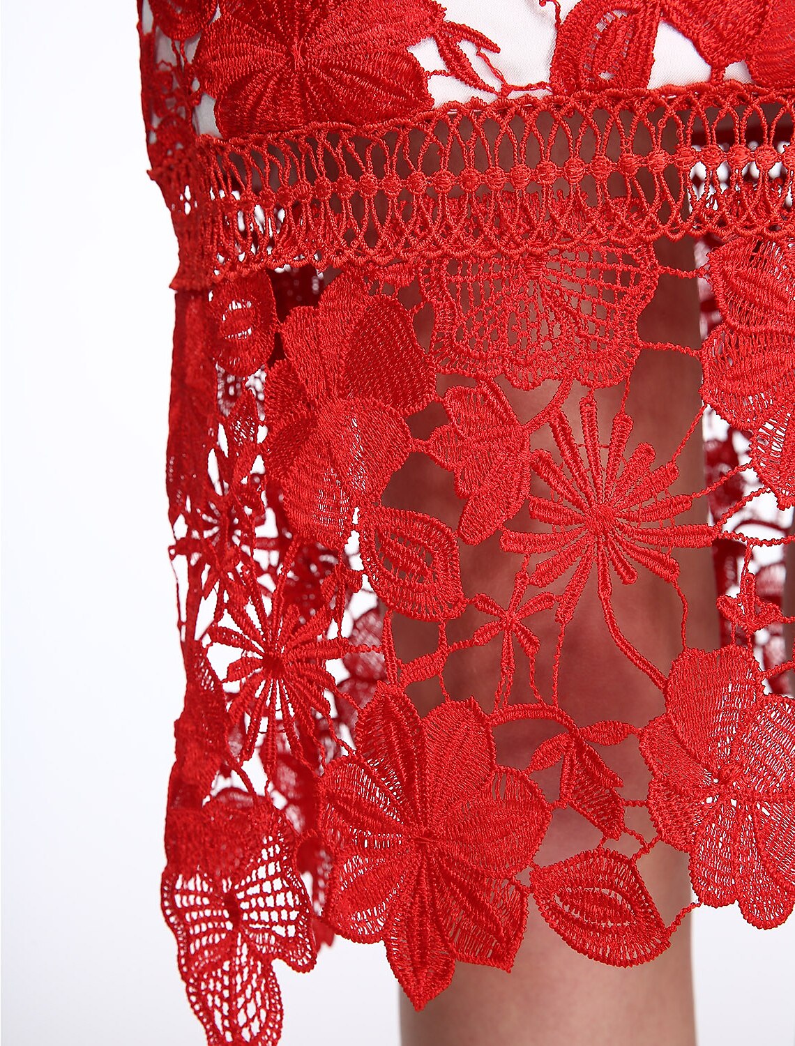 Abito da madre della sposa a tubino/colonna, trasparente, collo alto, lunghezza al ginocchio, pizzo, maniche corte, senza pizzo