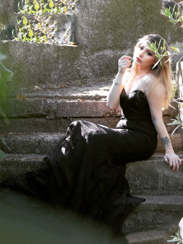 Trumpet/Mermaid Sweetheart Ruffles Lace Sleeveless Sweep/Brush Train Dresses