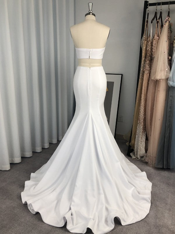 Trumpet/Mermaid  Crepe Ruffles Sweetheart Sleeveless Sweep/Brush Train Dresses