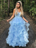 Vestidos de corte A/princesa con tirantes finos, sin mangas, apliques de organza y largo hasta el suelo