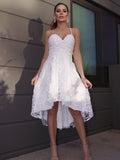 White Lace A-Line Asymmetrical High-Low Dress for Homecoming & Cocktail