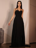 Abiti a trapezio/principessa in chiffon con volant, scollo a cuore, maniche lunghe, strascico a ruota