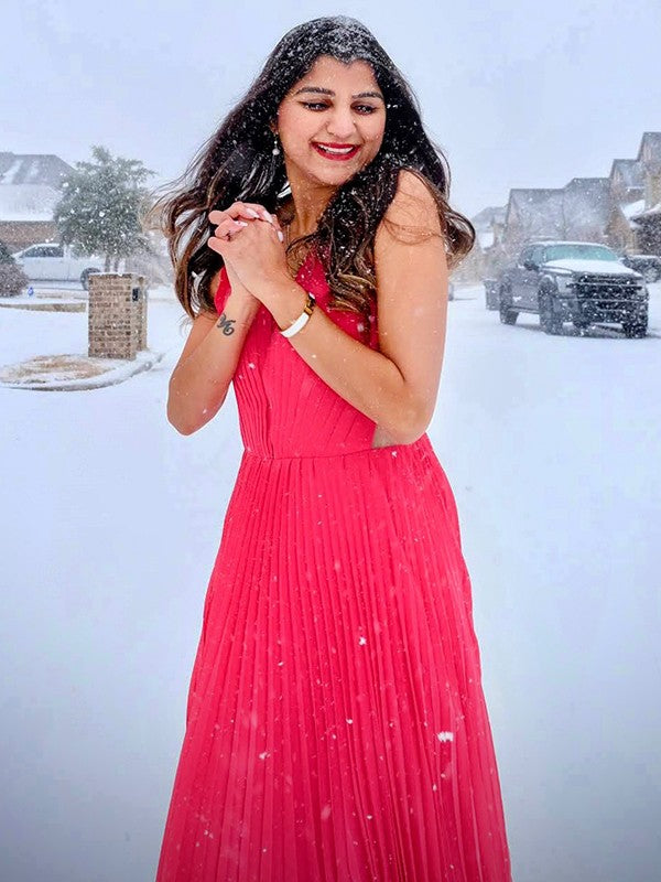 Vestidos de gasa con volantes, escote en V, sin mangas y corte princesa hasta el suelo