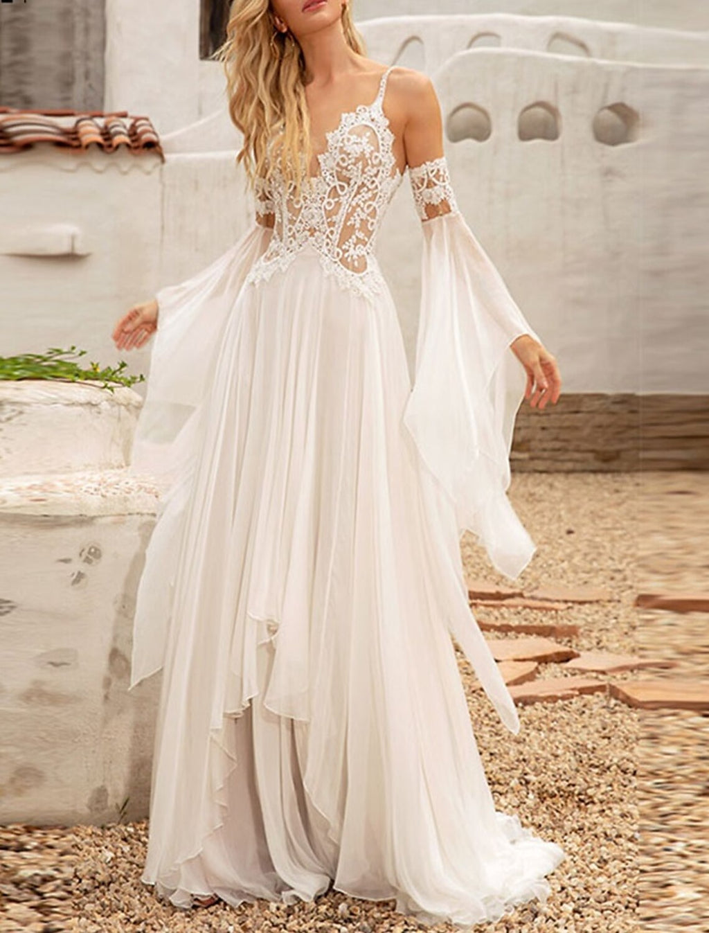 Vestidos de novia blancos cortos con espalda descubierta, corte A, camisola, sin mangas, asimétricos, de gasa, con bordados, color liso