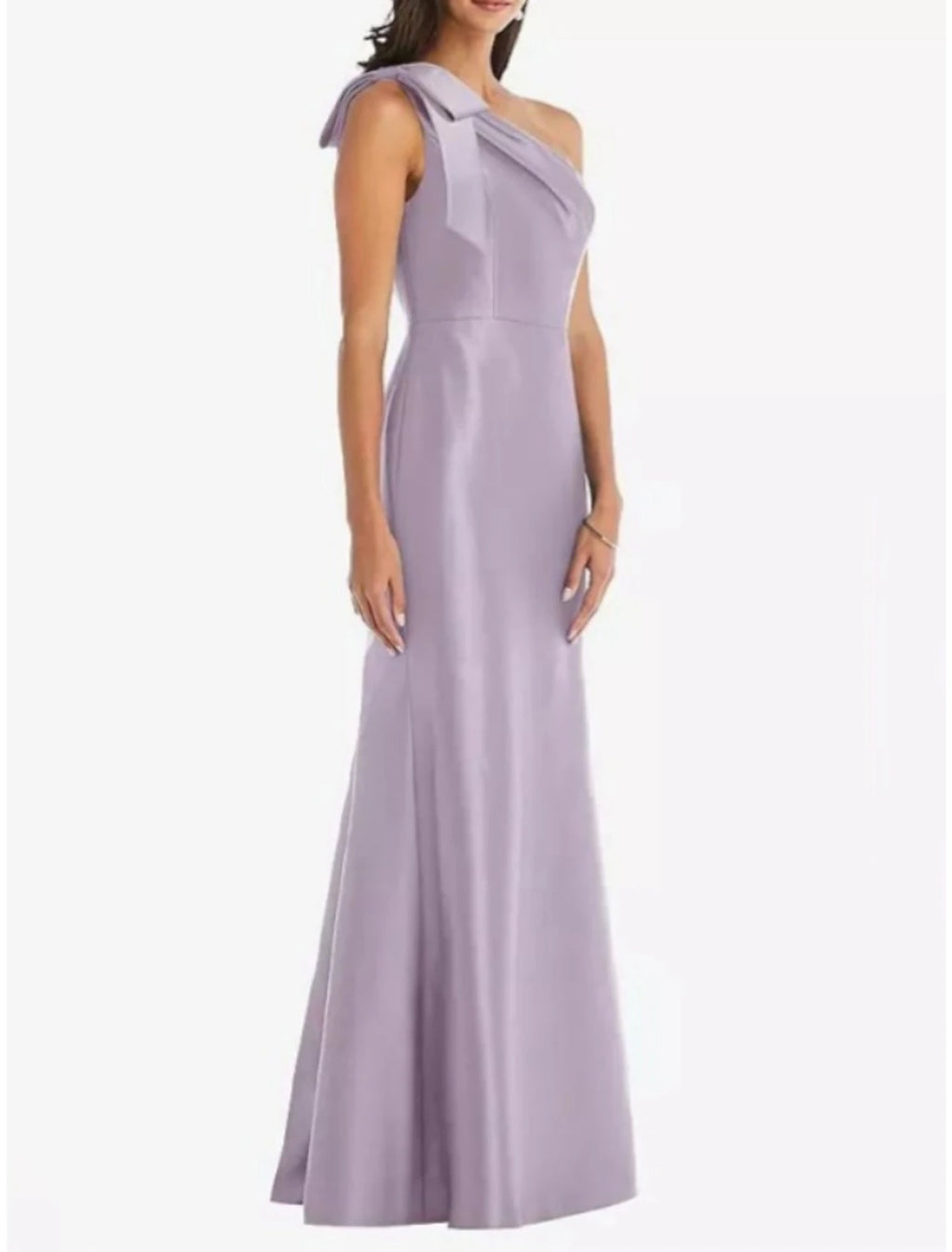 Lavender One Shoulder Satin Sheath/column Floor-Length Bridesmaid Dress