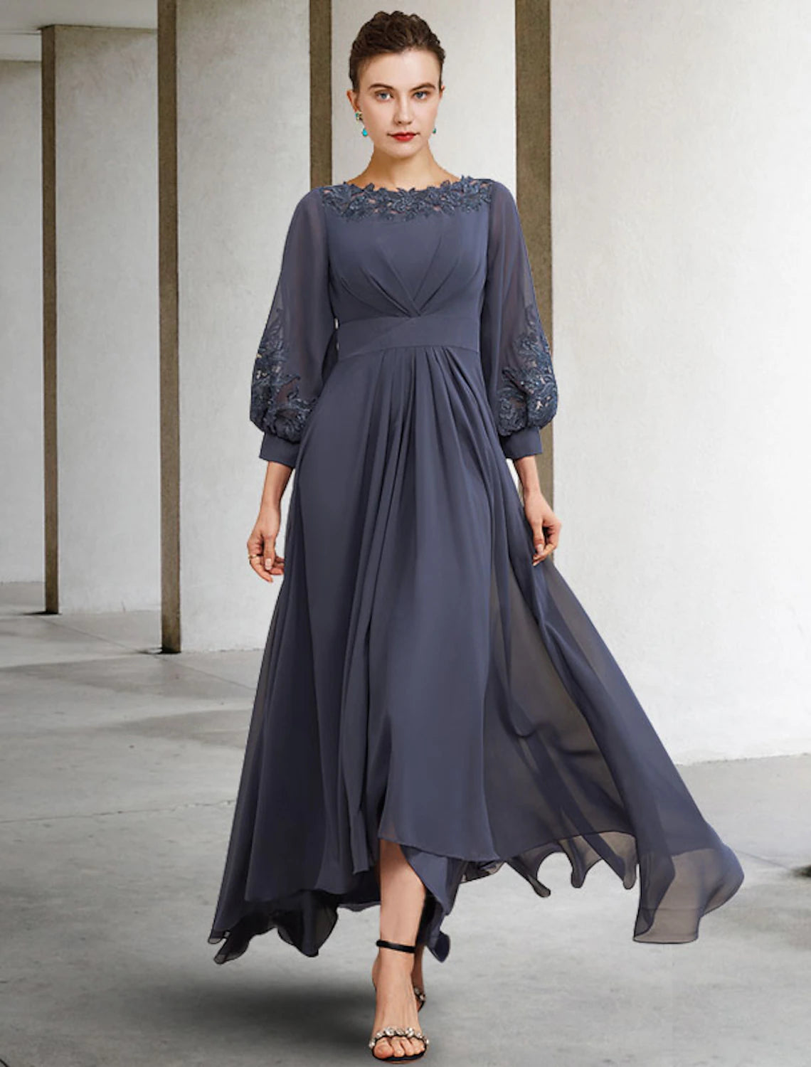 Stormy Chiffon A-Line High-Low Evening Dress