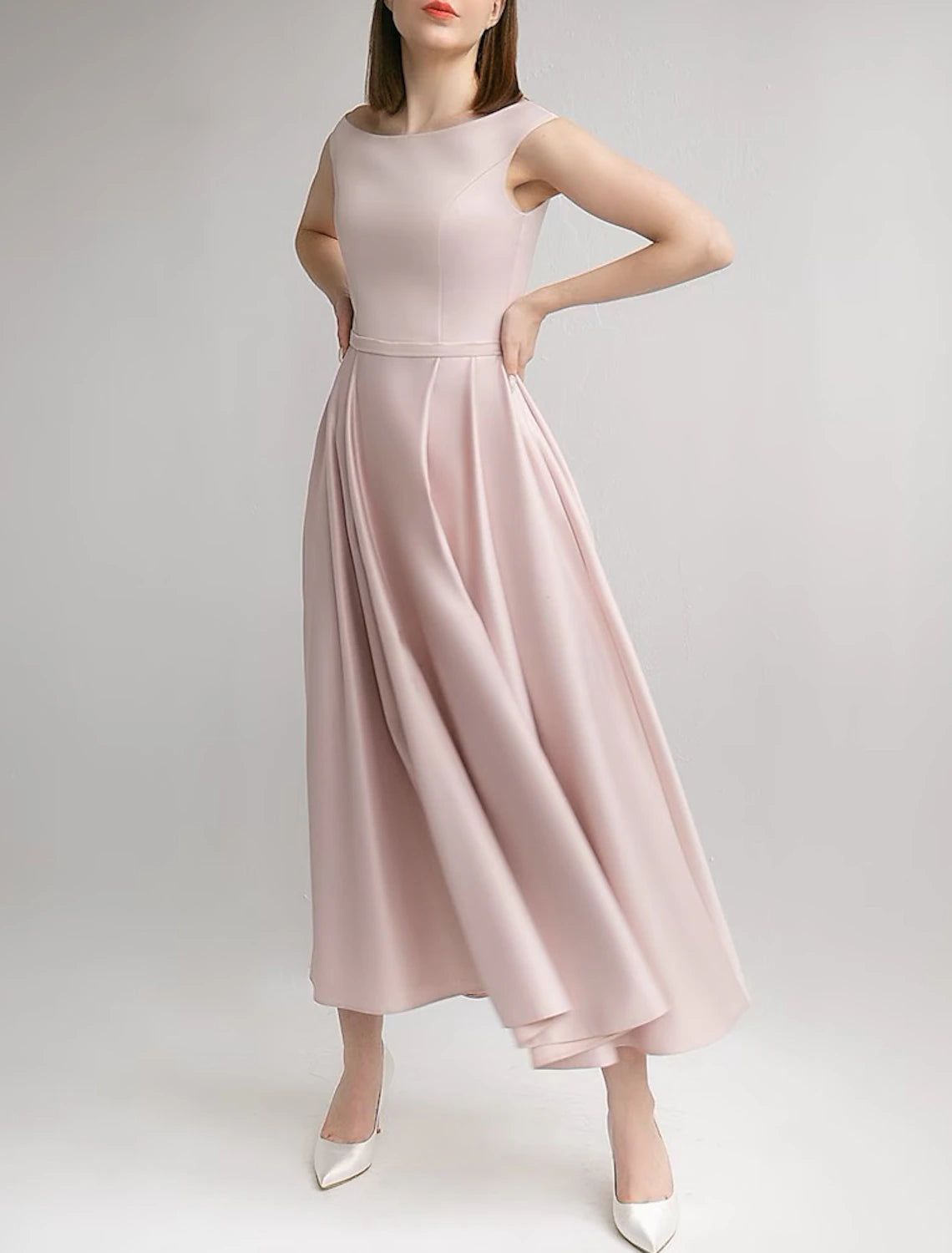 Vestidos de novia sencillos para despedida de soltera, corte A, escote corazón, manga larga, largo hasta la rodilla, de gasa, con fruncido frontal, para bodas de verano de 2025.