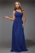 Royal Blue Chiffon One Shoulder A-Line Floor-Length Bridesmaid Dress