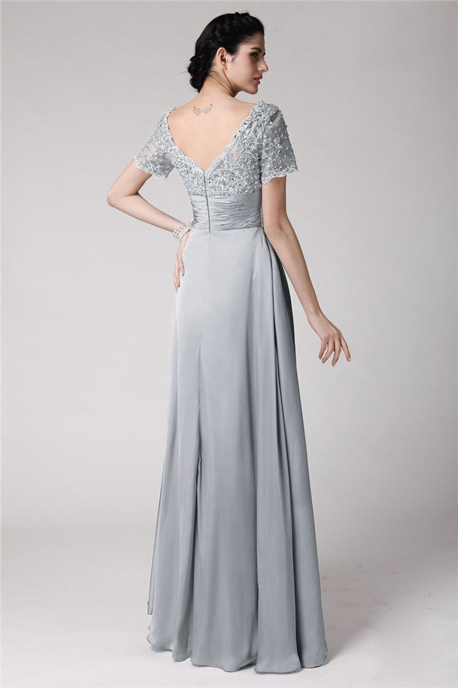 Vestidos para madre de la novia de satén tejido con apliques de cuentas y corte tubo/columna