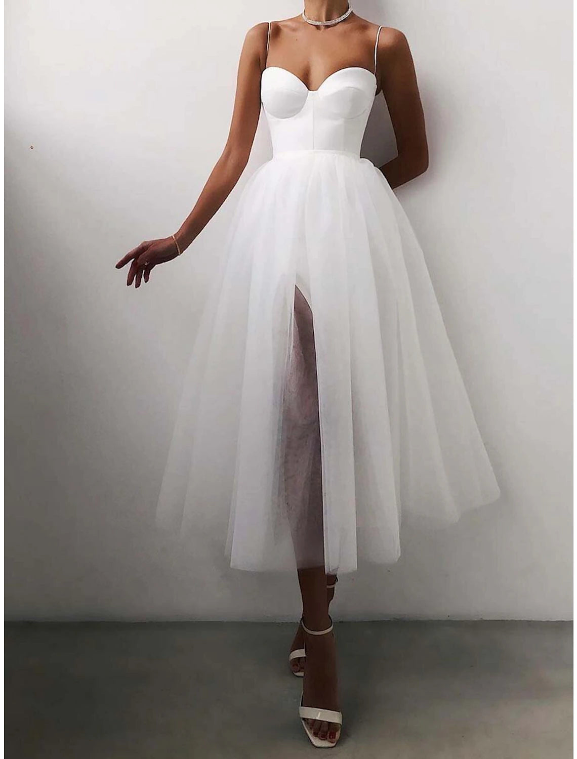 Women's Party Dress Homecoming Dress Wedding Guest Dress Midi Dress Black White Pink Sleeveless Pure Color Mesh Summer Spring Fall Spaghetti Strap Party Wedding Guest Birthday Evening Party