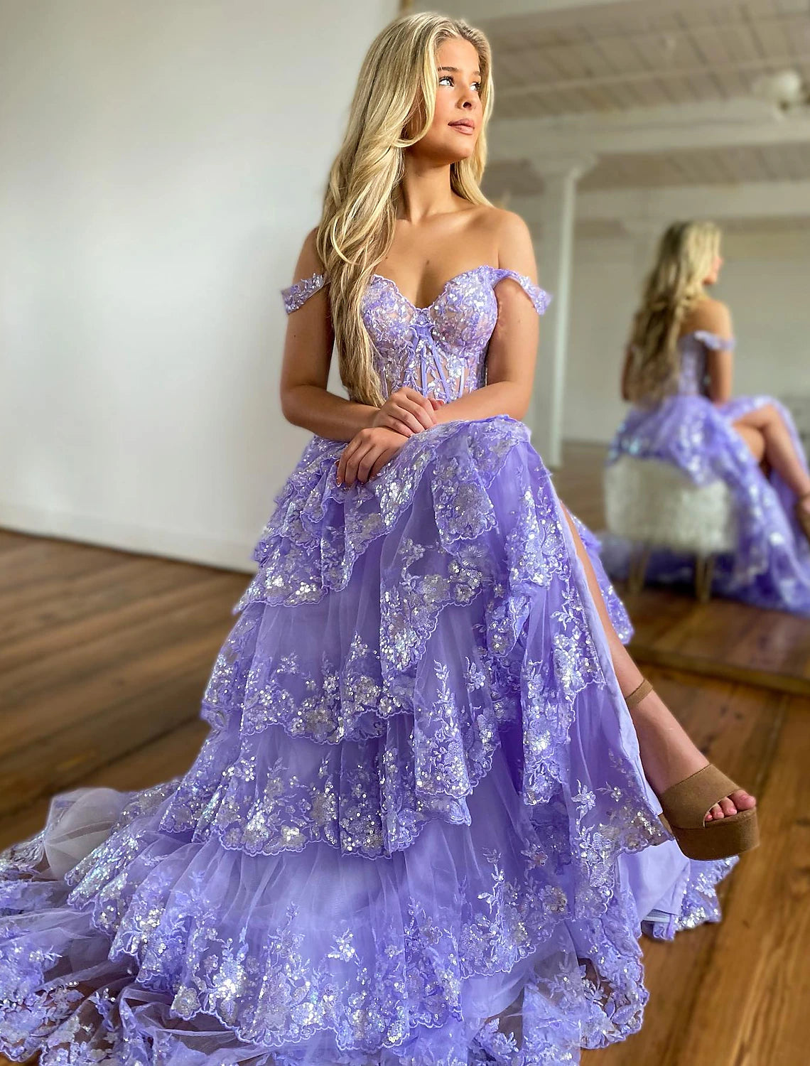 Sky Blue A-Line Tulle Evening Dress - Sweetheart Neckline Gown