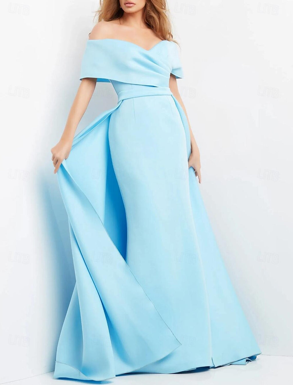 Vestido de noche elegante con corte en forma de tubo/columna, vestido formal de boda, largo hasta el suelo, manga corta, escote en forma de corazón, tela con fruncido