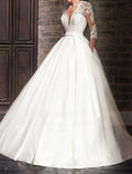 Vestidos de novia formales de compromiso, vestido de fiesta, escote en V, manga 3/4, largo hasta el suelo, de satén, con apliques