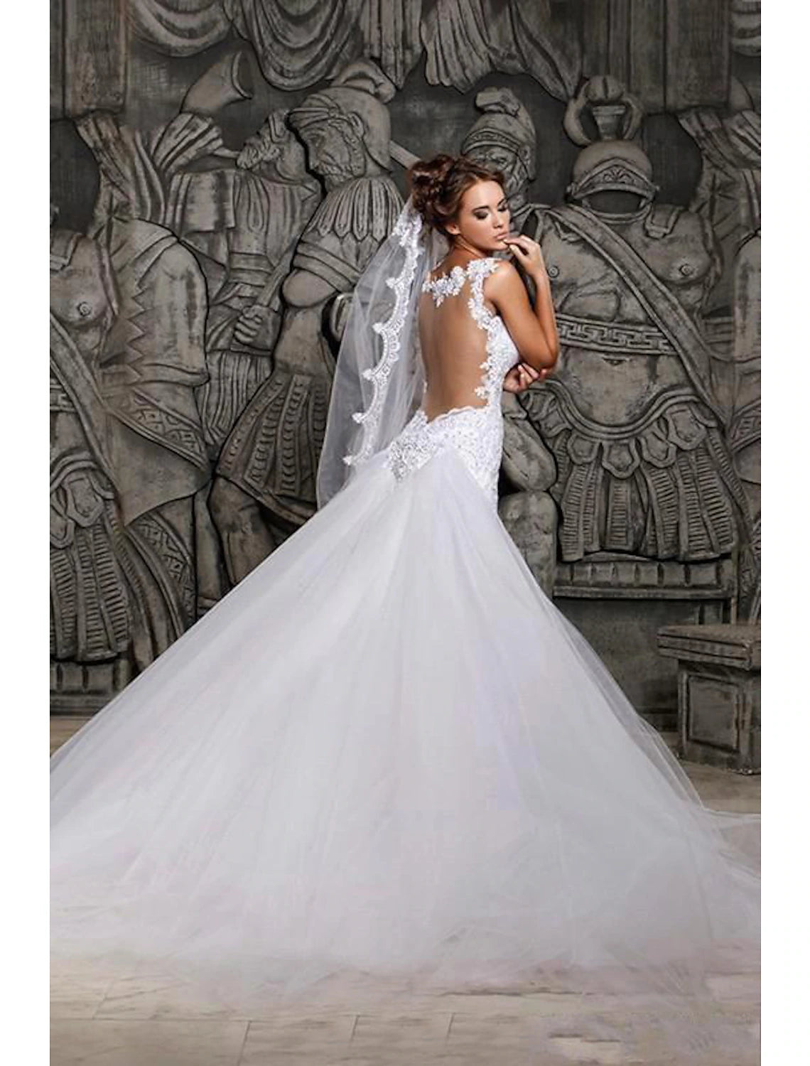 Vestidos de novia formales de compromiso con espalda descubierta, corte sirena/trompeta, escote corazón, mangas cortas, cola de corte, encaje, para fiesta de bodas de verano, ropa de mujer