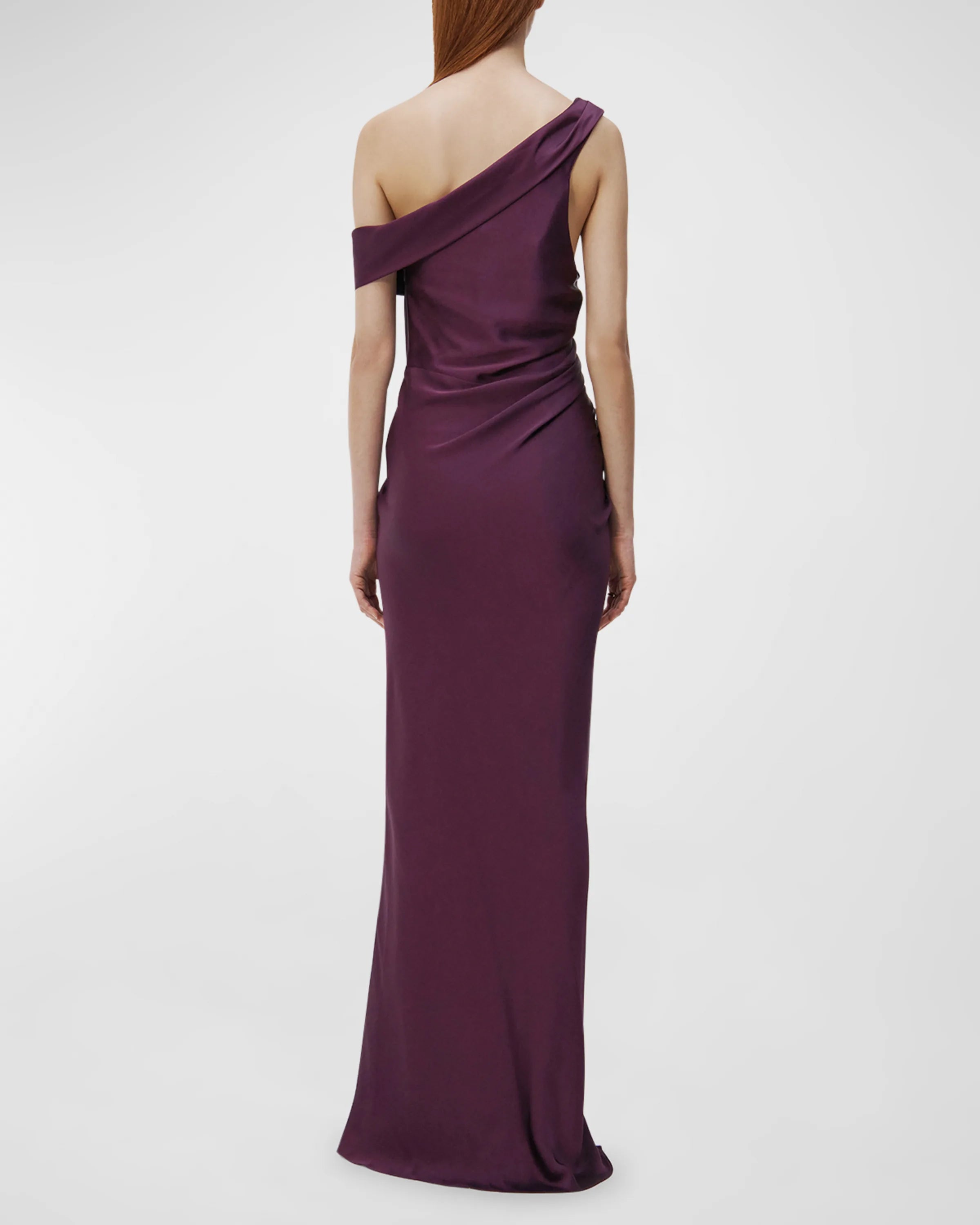 A noble one shoulder sleeveless off the shoulder and floor length prom dress