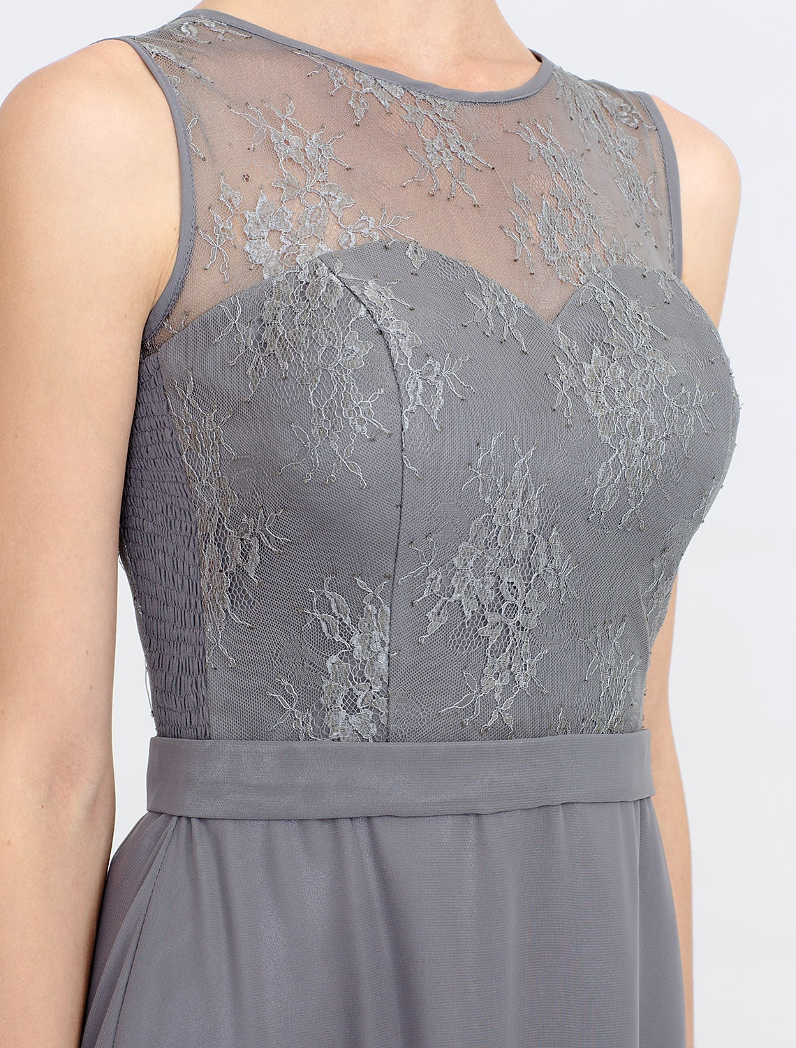 Abito da cerimonia per la madre della sposa a trapezio, abiti da cerimonia autunnali, taglie forti, elegante, scollo a V, lunghezza tè, in chiffon, pizzo cordonato, senza maniche, avvolgente, con pieghe in pizzo