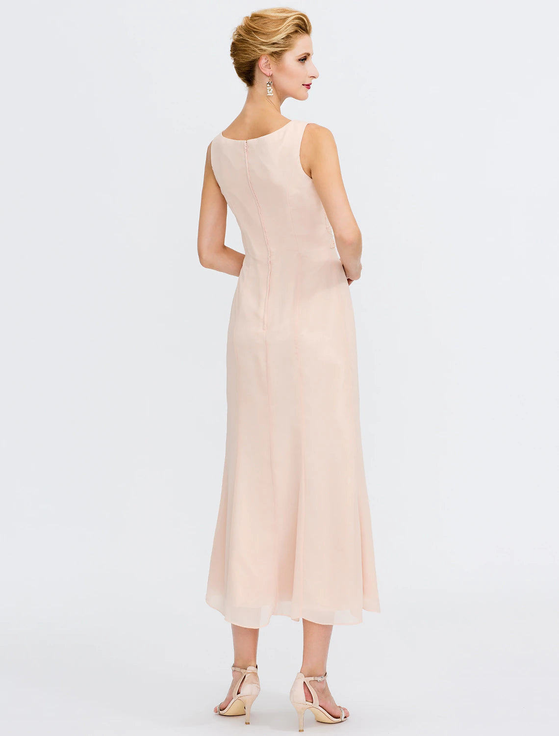 Blushing Pink Tea-Length Mother of the Bride Dress with Jacket