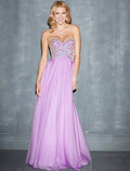 Lavender Embellished Sweetheart Chiffon A-Line Floor-Length Evening Dress