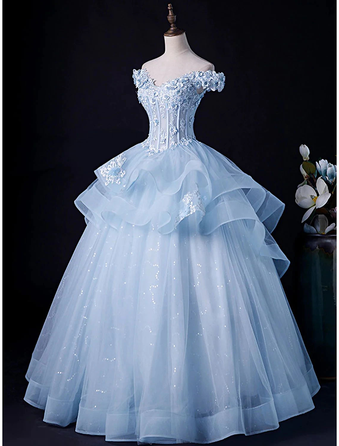 Vestido de noche minimalista, formal, para invitados de boda, largo hasta el suelo, sin mangas, hombros descubiertos, de tul, sin espalda, con pliegues y apliques.