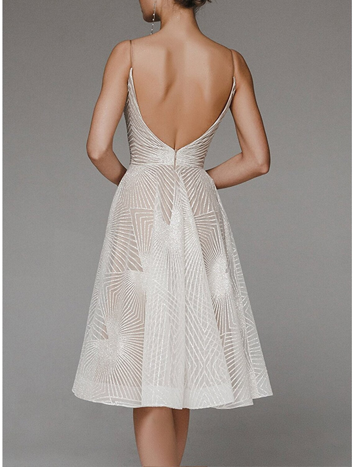 Abiti da ballo a trapezio, abiti floreali, abiti da ospite per matrimoni, lunghezza tè, senza maniche, spalline sottili, in poliestere, senza schienale, con ricami