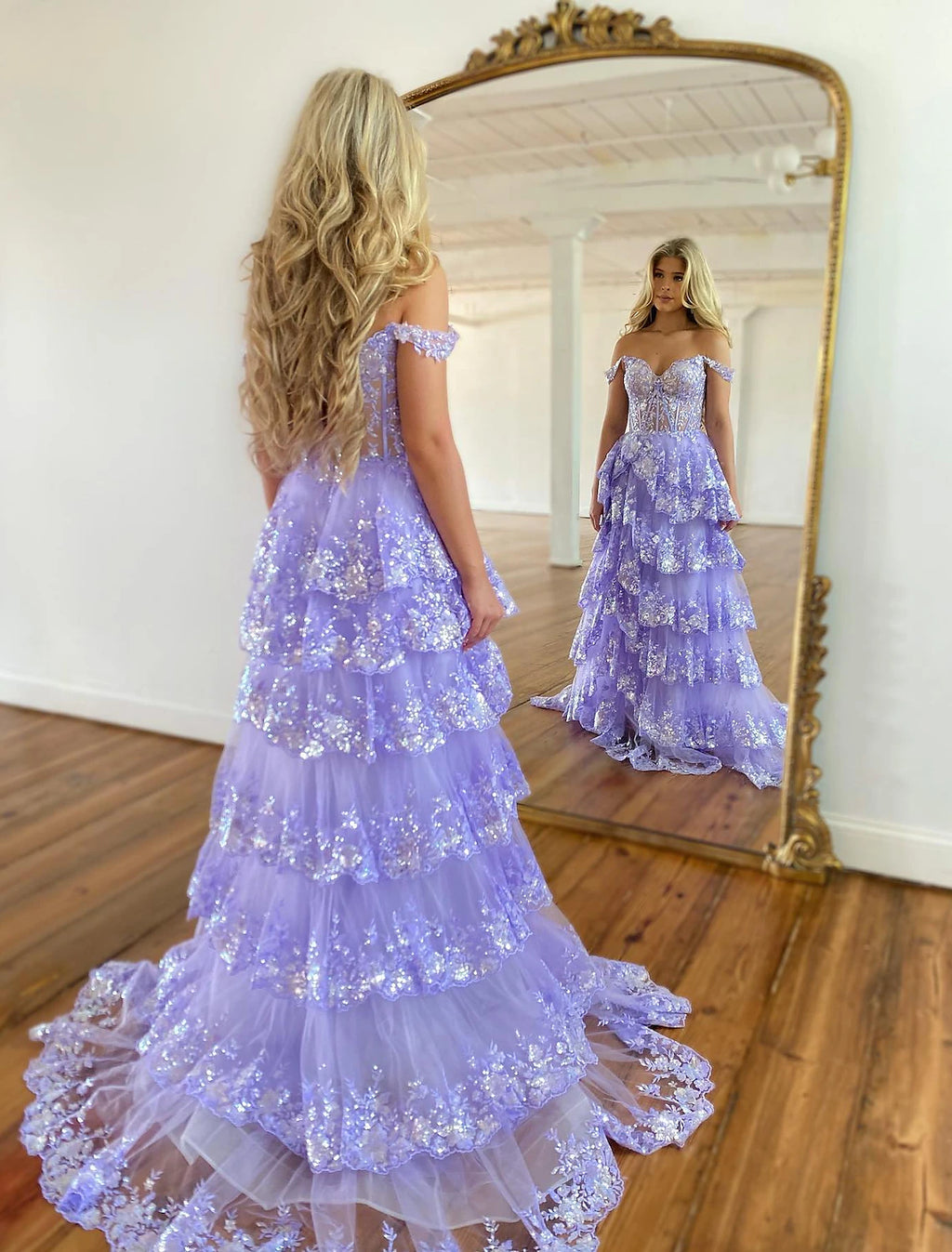 Abiti da ballo a sirena/tromba, corsetti, abiti da sera, feste di quinceanera, strascico, senza maniche, spalle scoperte, tulle con spacco in paillettes