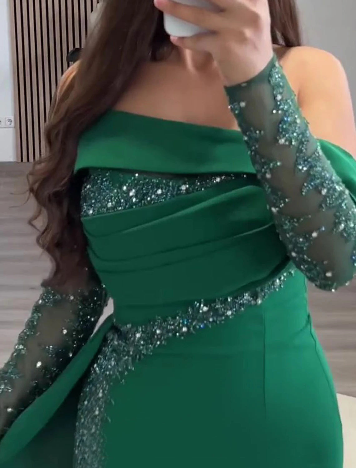 Sheath / Column Glitter Evening Gown Elegant Dress Formal Prom Floor Length Long Sleeve Off Shoulder  Fabric with Ruched Sequin