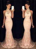 Blushing Pink Lace Mermaid Floor-Length Bridesmaid Dress