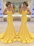 Yellow Satin Mermaid Sweetheart Floor-Length Evening Dress